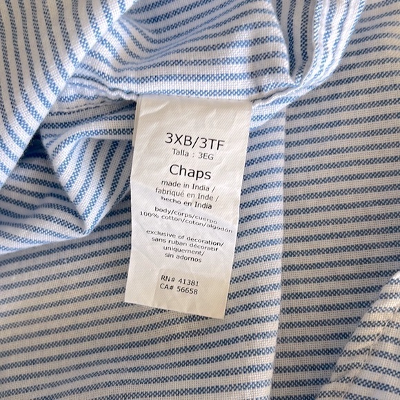 Chaps big & tall stripe cotton long sleeve button down shirt 3XB / 3TF - Picture 10 of 12